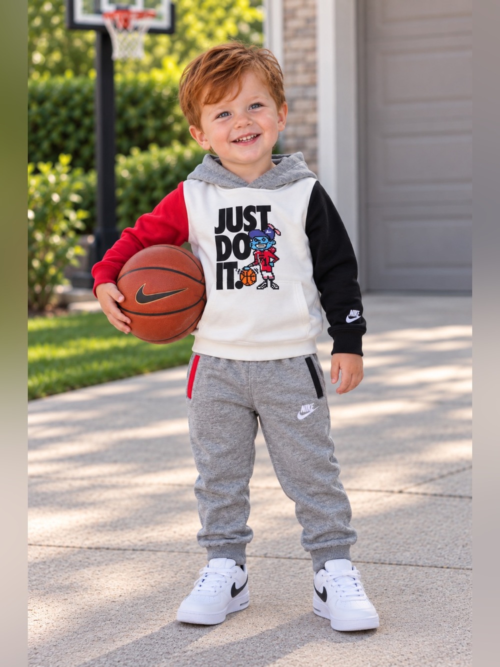Nike “Just Do It” Logo Hooded Sweatshirt & Jogger Pants Set Boys Size 2T